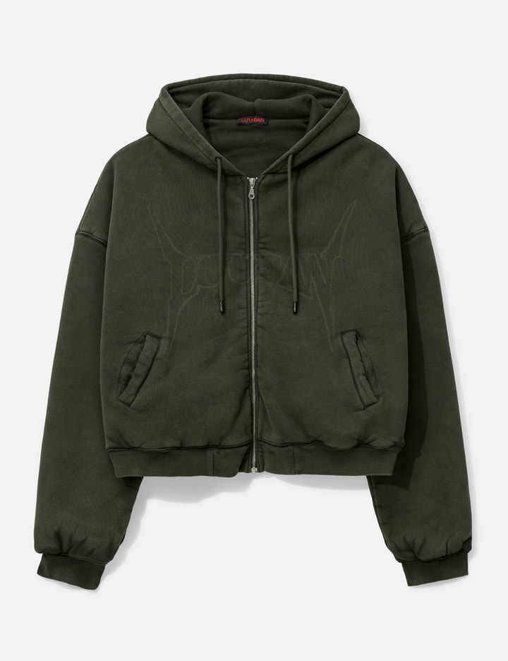Lựu Dạn Washed Out Zip Up Hoodie In Brown