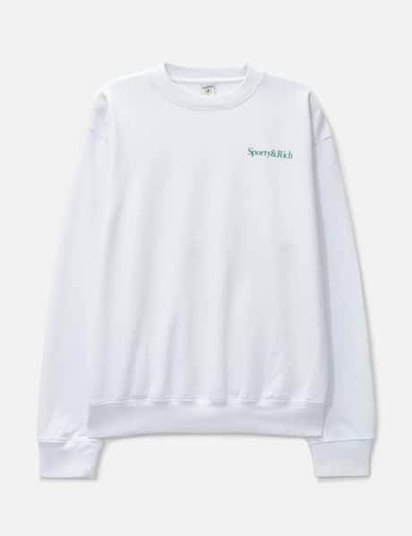 Sporty & Rich Drink More Water Crewneck White/Verde