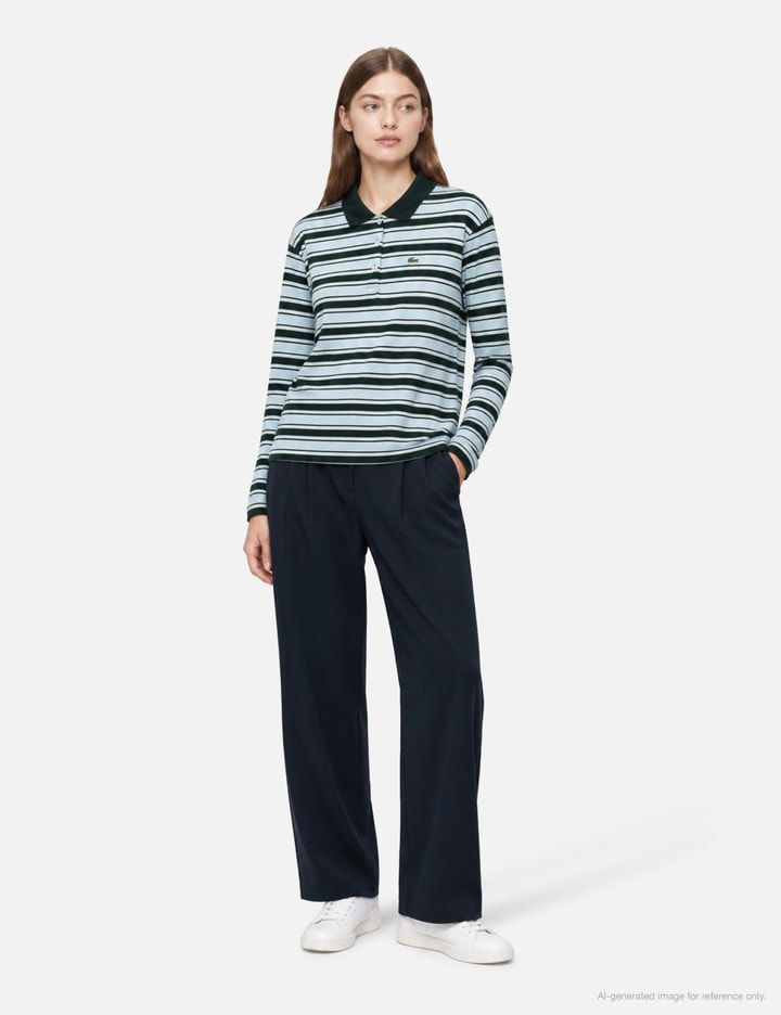 Lacoste Oversized Striped Long Sleeved Polo Shirt