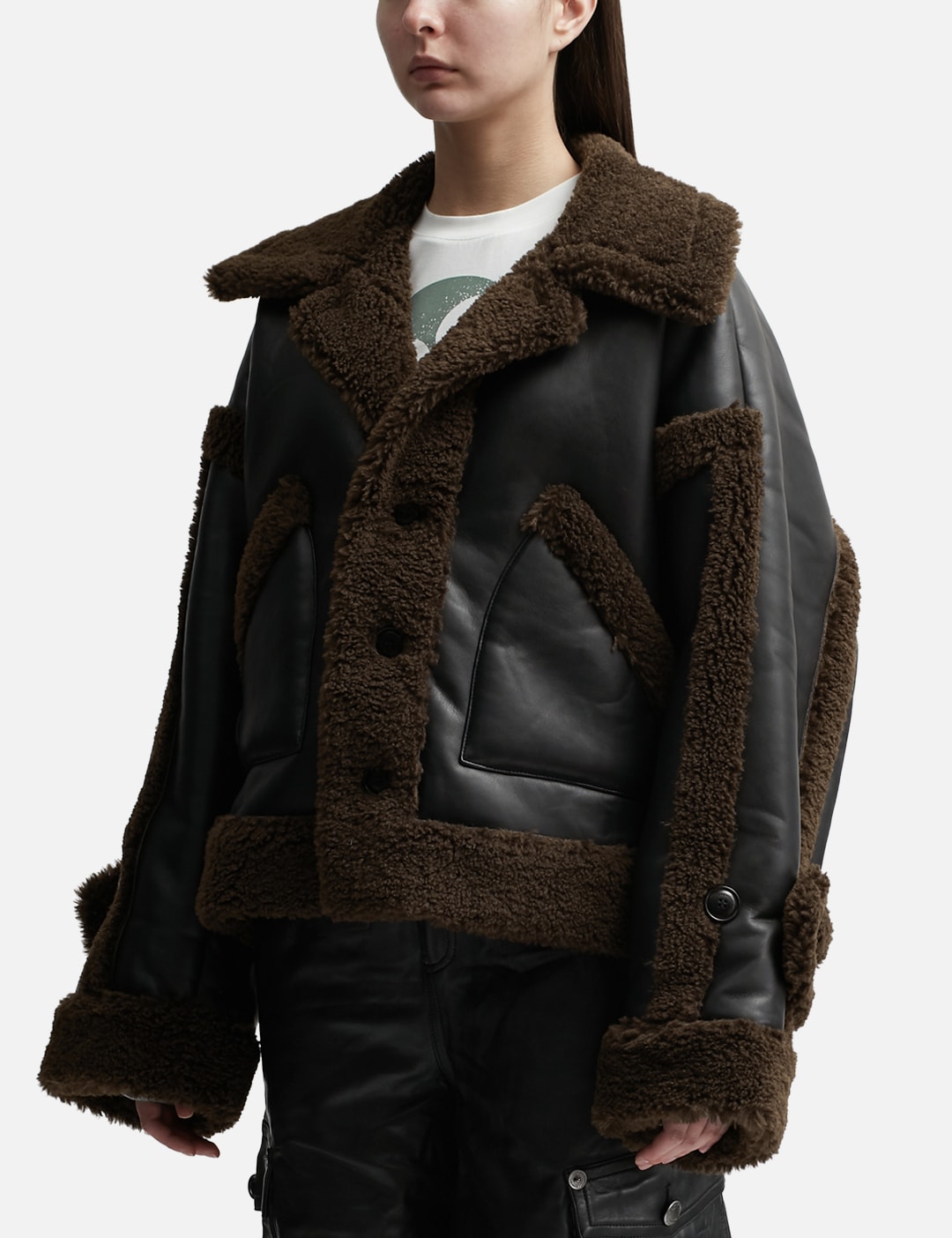 PANELED SHEARLING JACKET view 14