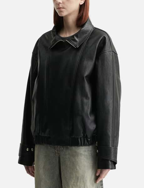 Faux Leather Bomber Jacket view 7