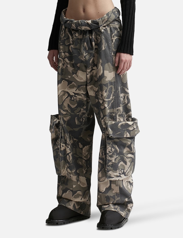 Camo Rolled Waist Cargo Pants Placeholder Image