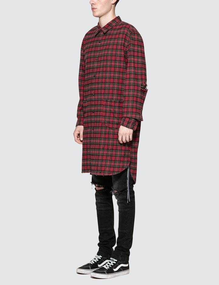 Distressed Flannel Long Shirt Placeholder Image
