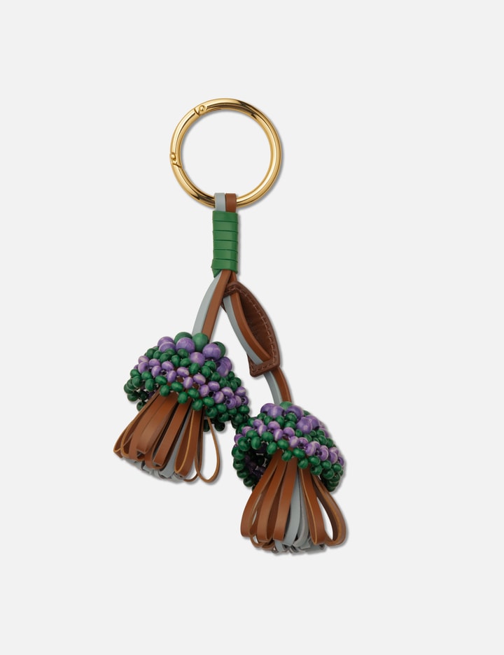Marni Leather Keyring With Wooden Bead Detail
