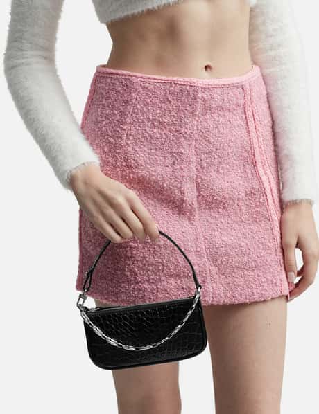 BY FAR: Pink Embossed Rachel Shoulder Bag