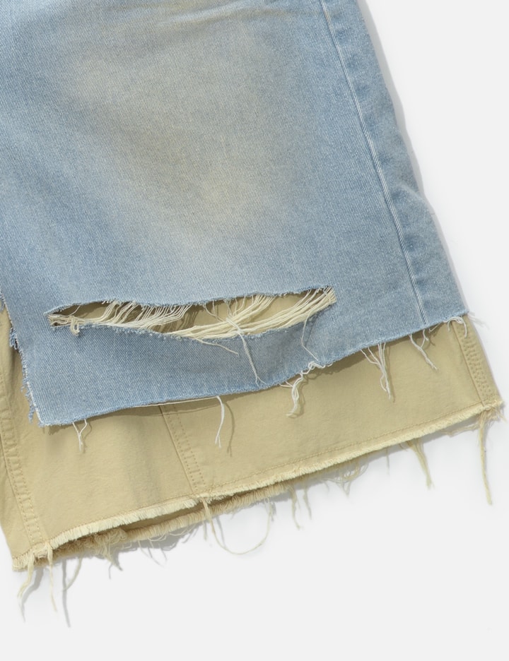 Layered Skirt Denim Carpenter Shorts Placeholder Image