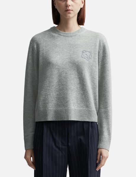 Maison Kitsuné Bold Fox Head Embroidered Cropped Jumper