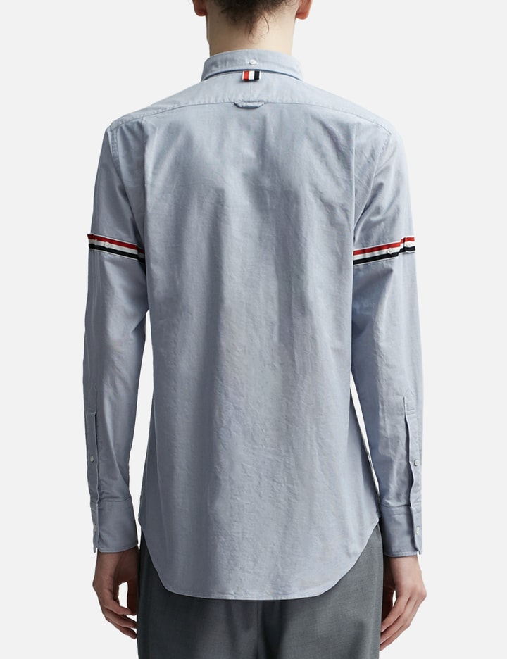 Shop Thom Browne Oxford Striped Grosgrain Armband Classic Shirt In Blue