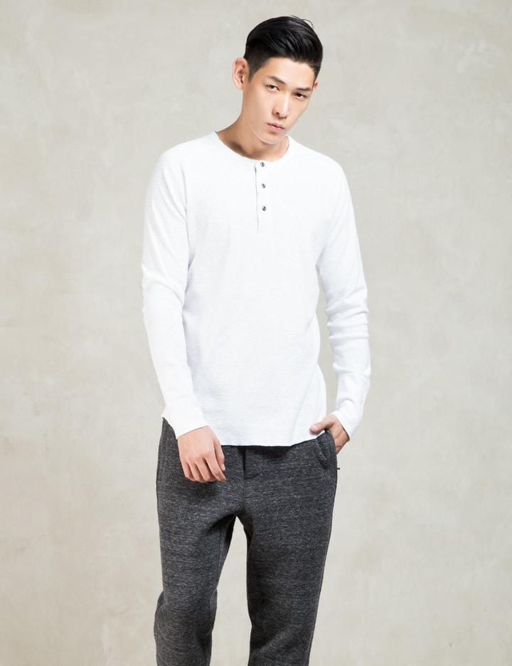 White 1x1 Slub L/s Henley T-shirt Placeholder Image