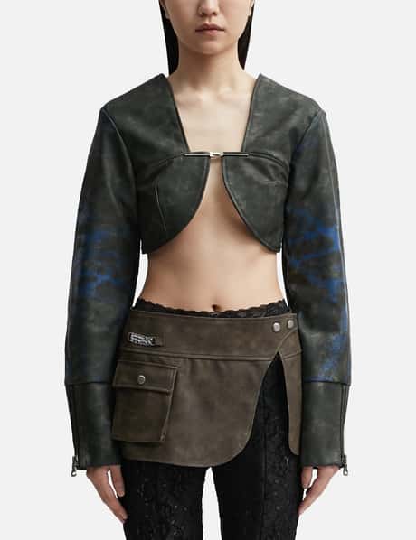 Andersson Bell CRACK PAINT FAUX LEATHER BOLERO JACKET