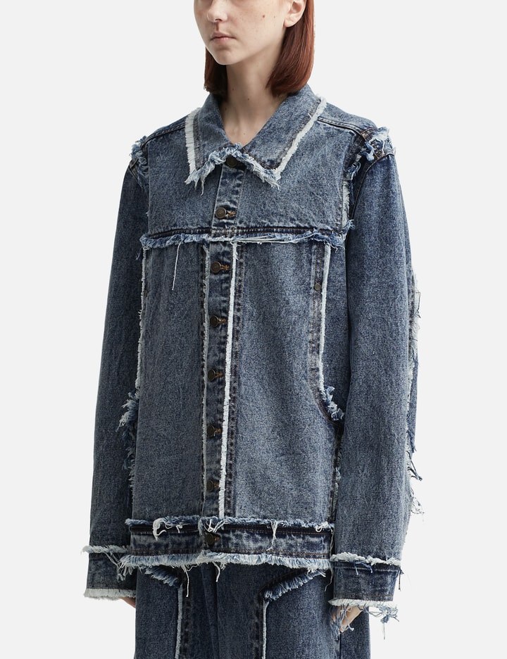 Distressed Raw Edge Denim Jacket Placeholder Image