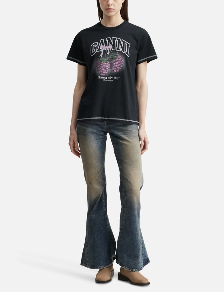 Ganni BASIC COTTON JERSEY RASPBERRY PRINT