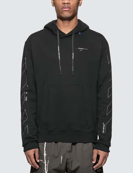 OFF-WHITE Diag Unfinished Slim Hoodie Black Men's - US