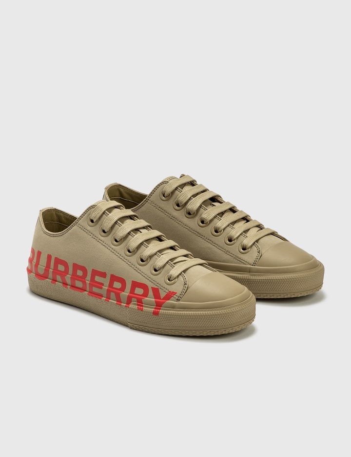 Burberry - Logo Cotton Gabardine Sneakers | HBX - Globally Curated Fashion and Lifestyle Hypebeast