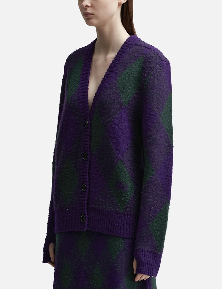 Shop Burberry Argyle Wool Cardigan In Multicolor