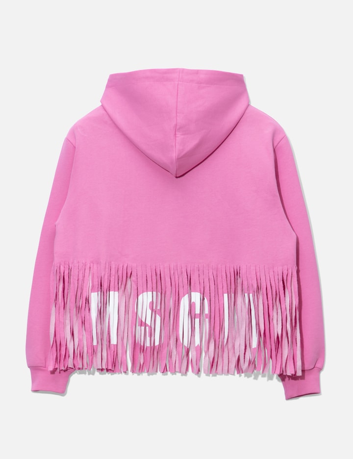 Shop Msgm Fringe Hoodie In Pink