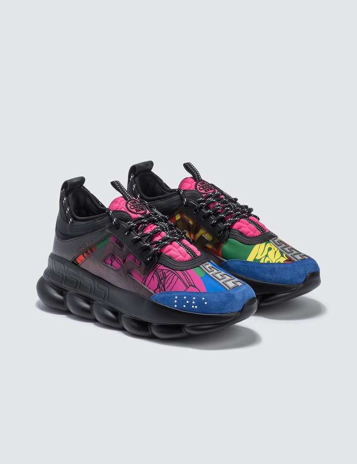 Versace White Multicolor Chain Reaction Sneakers Versace