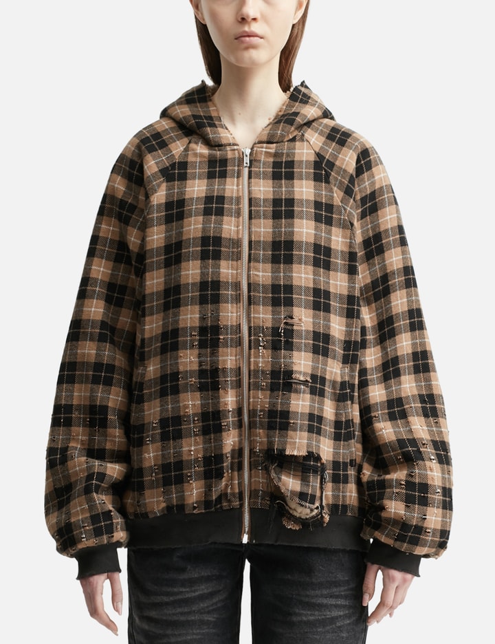 Praying Plaid Shearling Hoodie