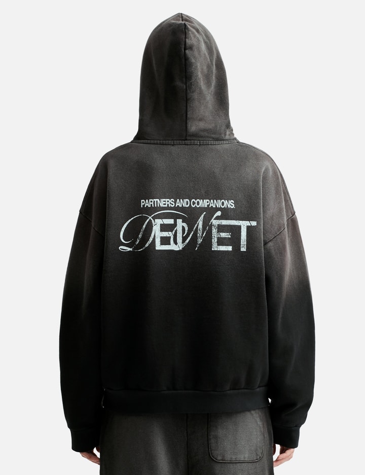 Deinet D Logo Washed Hood Zip-up In Black