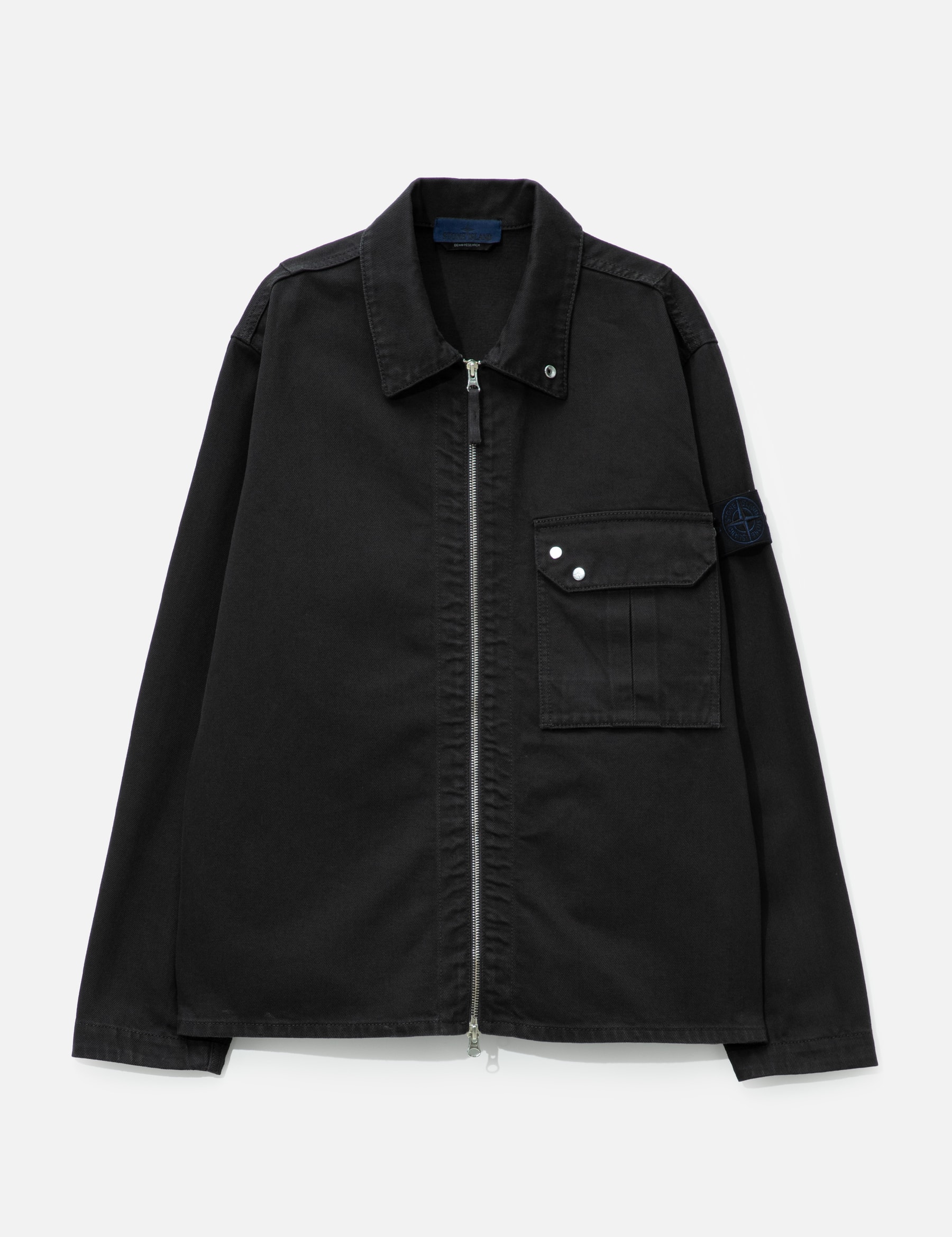Garment Dyed Denim Zip-Up Overshirt view 16