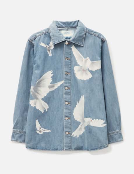 3.Paradis Washed Blue Freedom Birds Overshirt