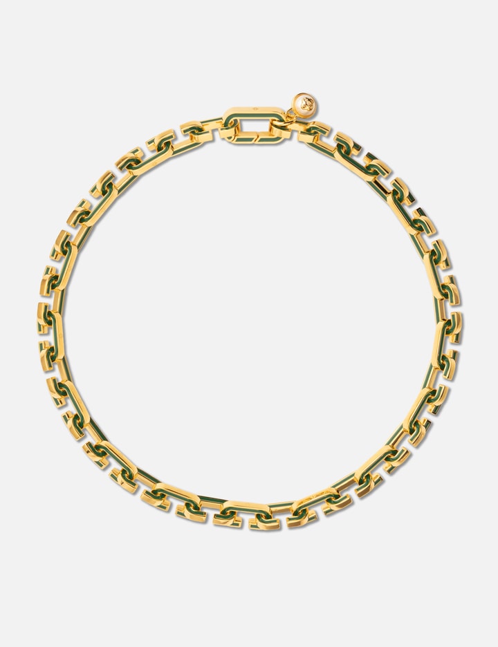Casablanca Chain-link Bijoux Necklace With Green Enamel Accents In Gold