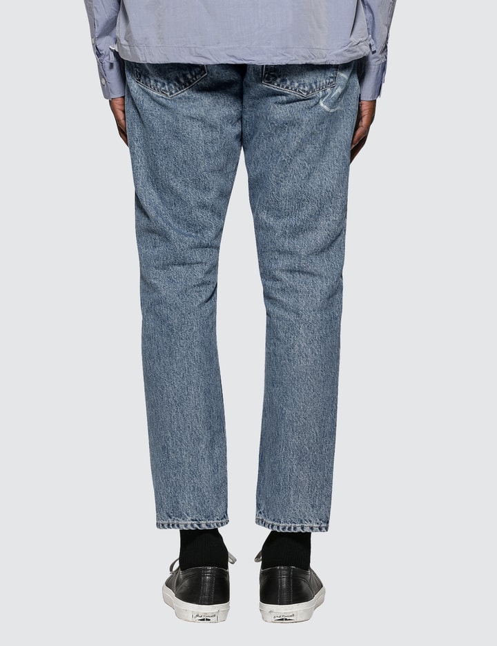 Long Stone Wash Tapered Denim Jeans Placeholder Image