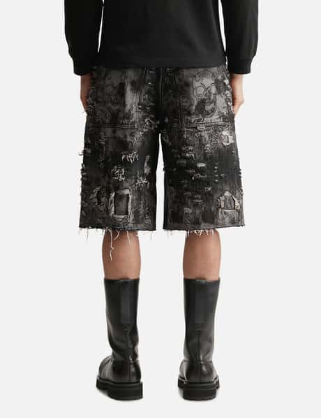 Hard Washed Destroyed Denim Shorts view 12