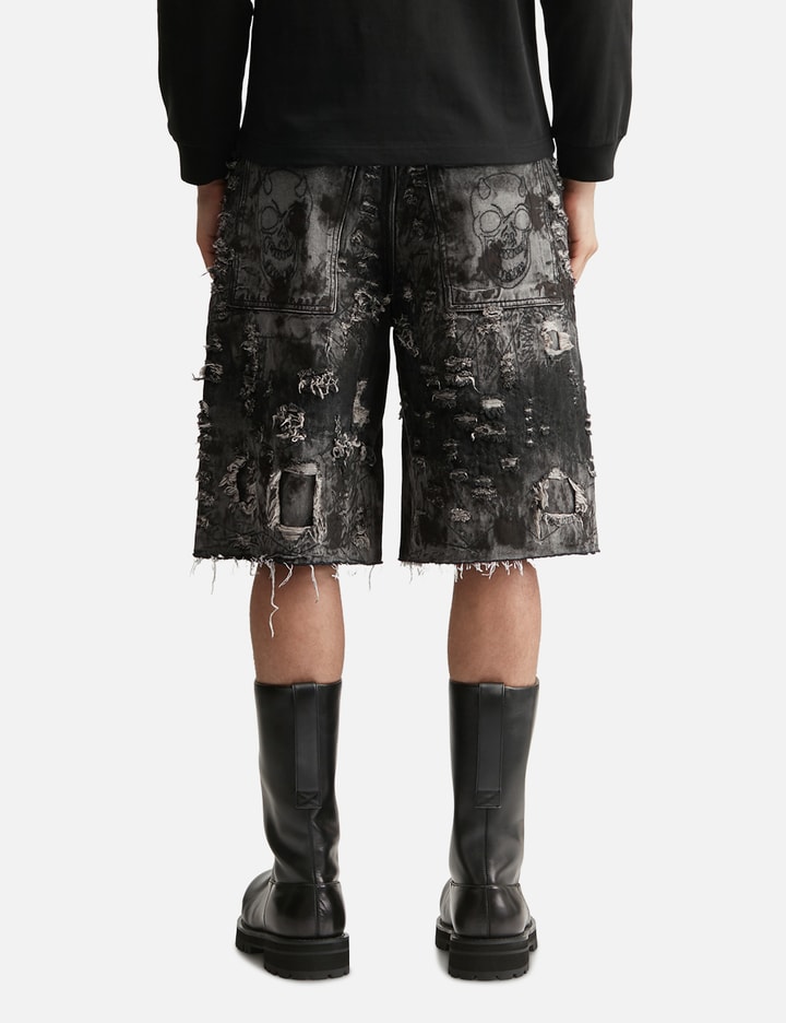 THUG CLUB Hard Washed Destroyed Denim Shorts