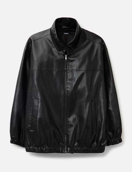 CODA Black Synthetic Leather Oversized Team Jacket