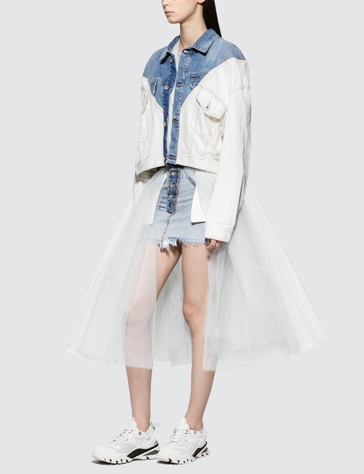 Short Stonewash Denim Tulle Skirt Placeholder Image