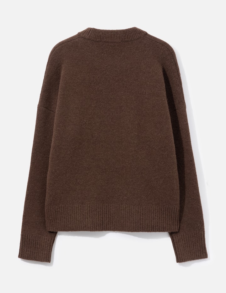 Ami Grey Crewneck Alpaca Sweater With Ami De Coeur