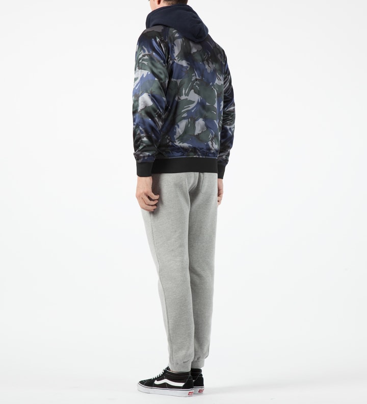 Blue Camo Satin Bomber Jacket Placeholder Image