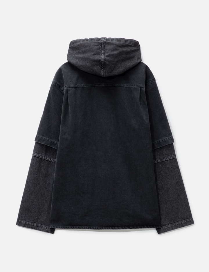 Shop Mm6 Maison Margiela Two-tone Denim Hooded Jacket In Black