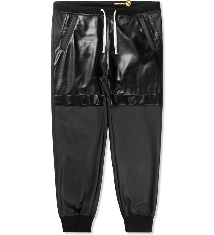 Black Coated Leather Sweatpants Placeholder Image