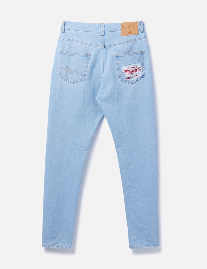 Shop Martine Rose Relaxed Fit Mended Jeans In Blue