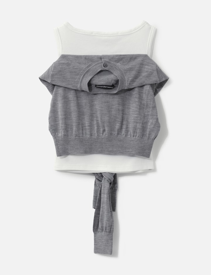 Layered Tank With Tie-Front Sweater Detail