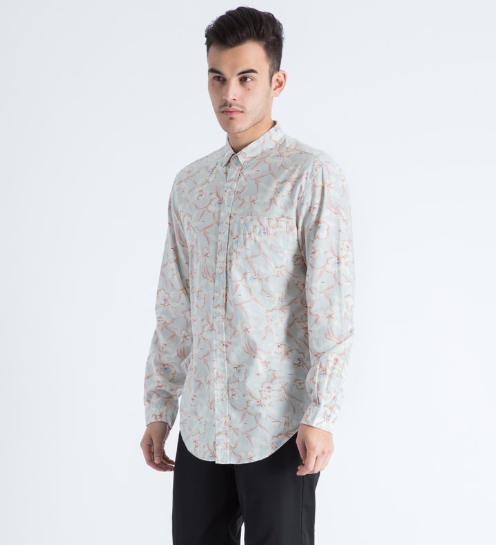 Light Grey Floral Button Down Shirt Placeholder Image