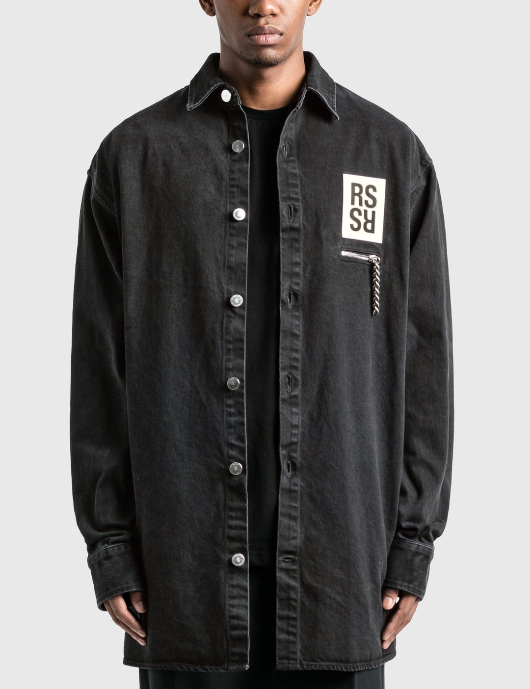 Raf Simons - Zipped Pocket Big Fit Denim Shirt | HBX - Globally 