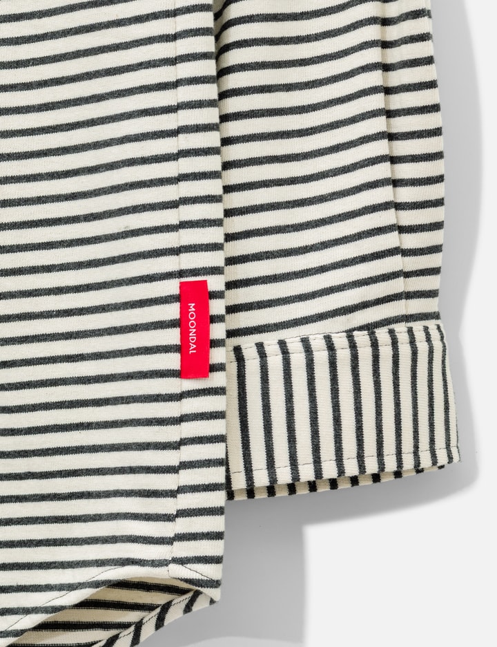 Moondal Adam Cotton Shirt In Gray Stripe