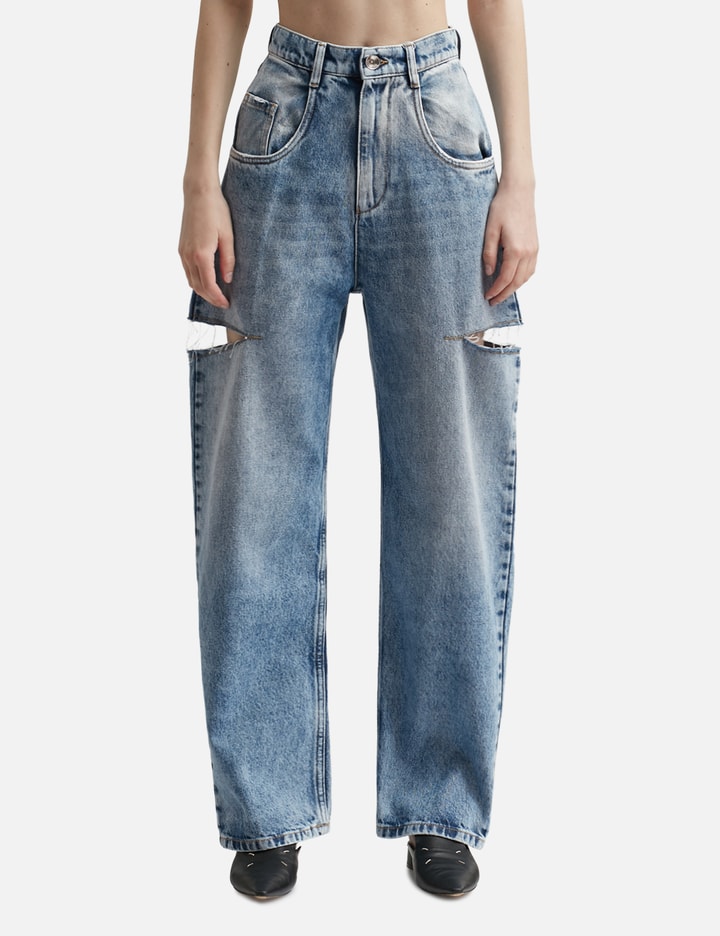 Denim jeans with slash details Placeholder Image