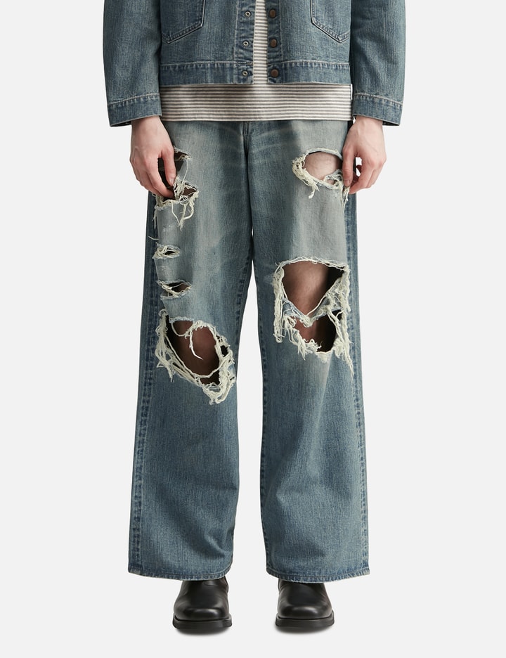 SUGARHILL Destressed Modern Denim Wide Cut