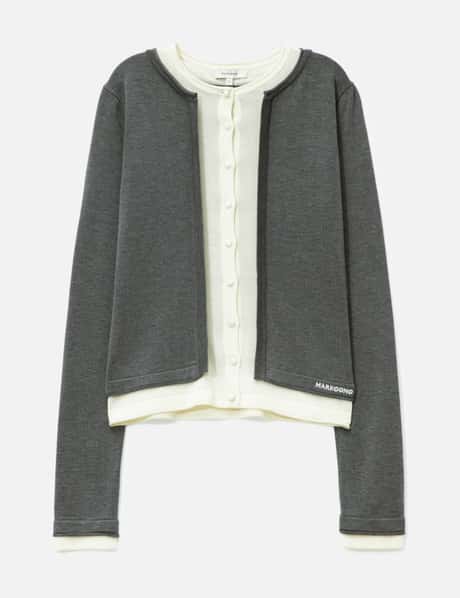 Grey White Layered Knit Top view 6