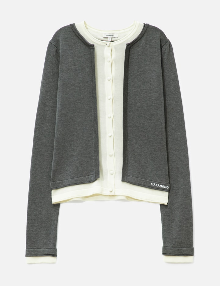 Grey White Layered Knit Top