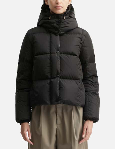 Moncler Castelnou Square-Quilted Hooded Short Down Jacket
