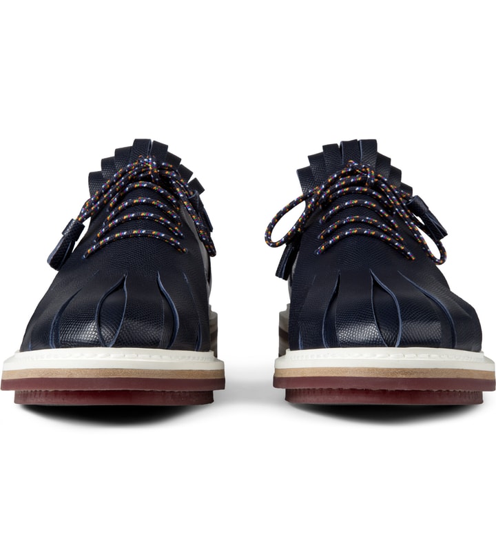 Navy Fringed Tongue Derby Shoes Placeholder Image