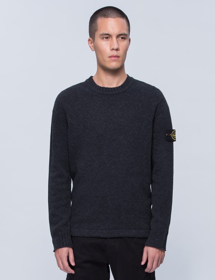 Crewneck Knit Sweater With Logo Arm Patch Placeholder Image