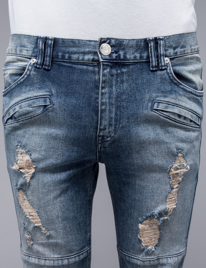 Ripped Biker Denim Jeans Placeholder Image