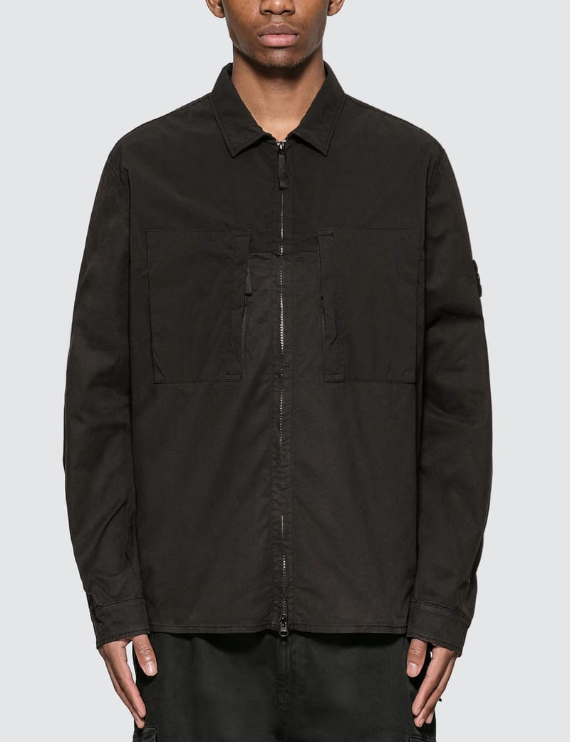 stone island stretch cotton twill overshirt