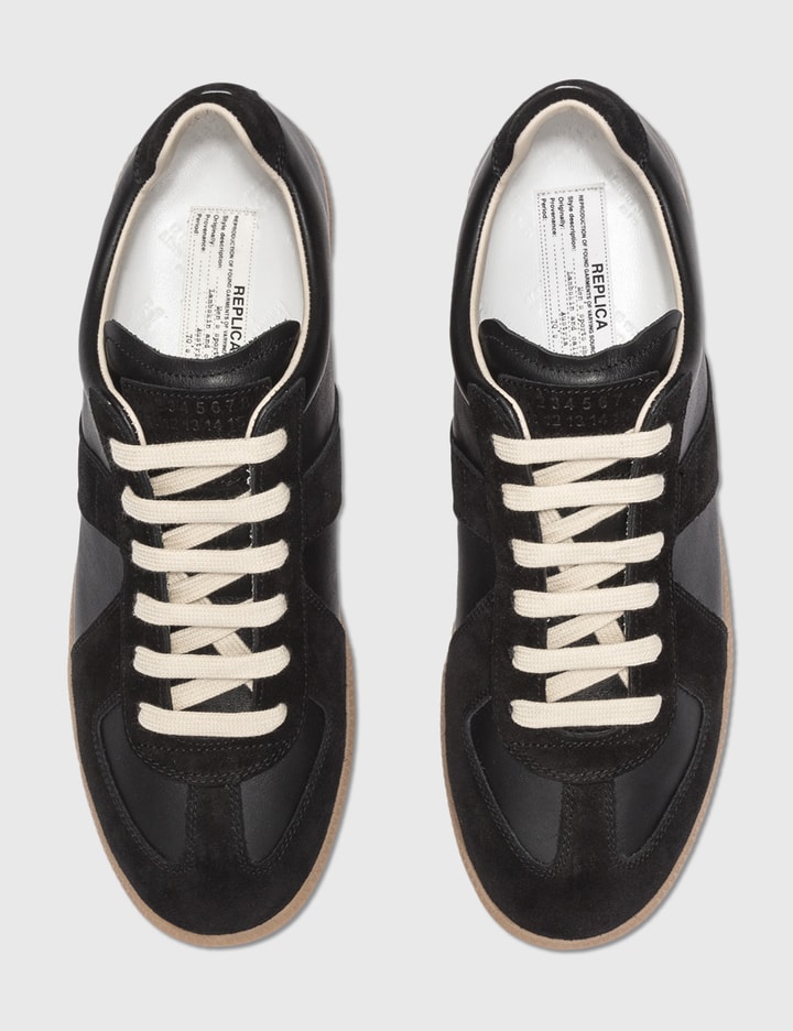 Maison Margiela Casual Low Top Sneakers With Suede Panels In Black